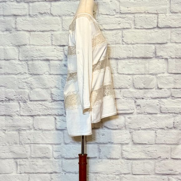 BCBGMaxAzria Erid White Lace Stripe Top - Picture 3 of 9